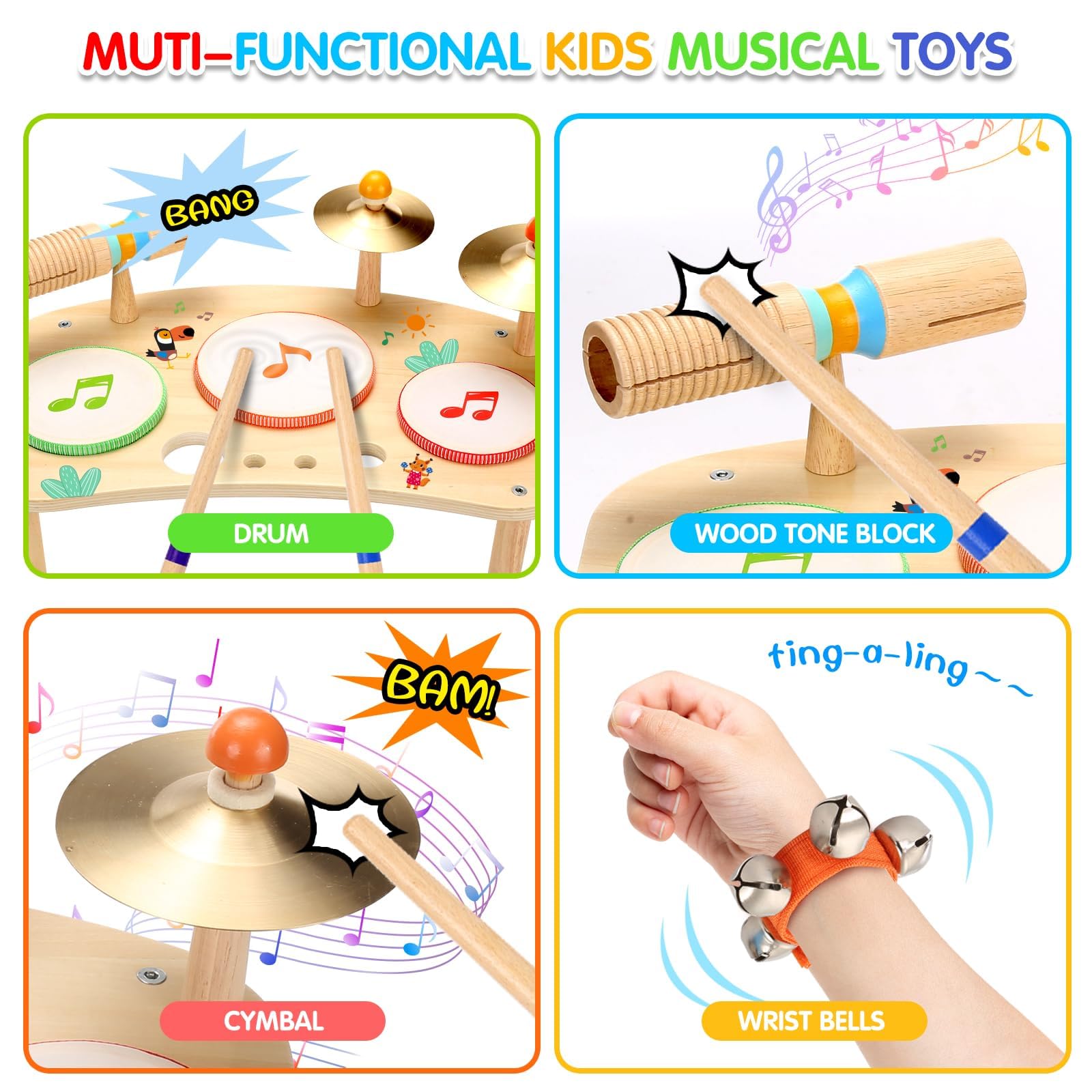 Foto 4 pulgar | Set De Instrumentos Musicales Oathx Kids Drum Set 11 En 1 - Venta Internacional.