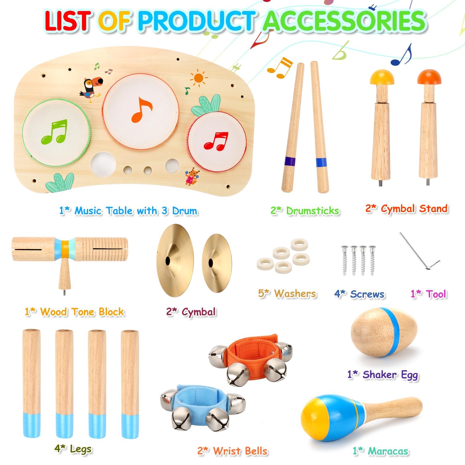 Foto 5 pulgar | Set De Instrumentos Musicales Oathx Kids Drum Set 11 En 1 - Venta Internacional.