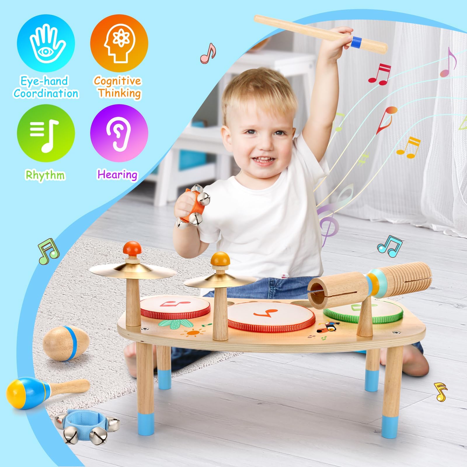 Foto 6 pulgar | Set De Instrumentos Musicales Oathx Kids Drum Set 11 En 1 - Venta Internacional.