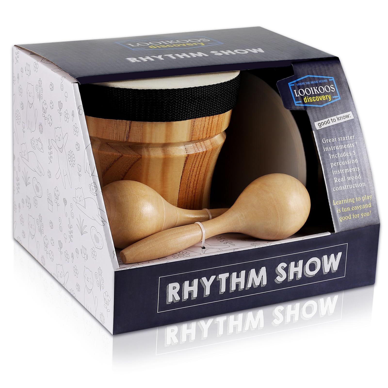 Instrumentos Musicales Looikoos Set De Batería De Madera Para Niños De 5 A 9 Años - Venta Internacional.