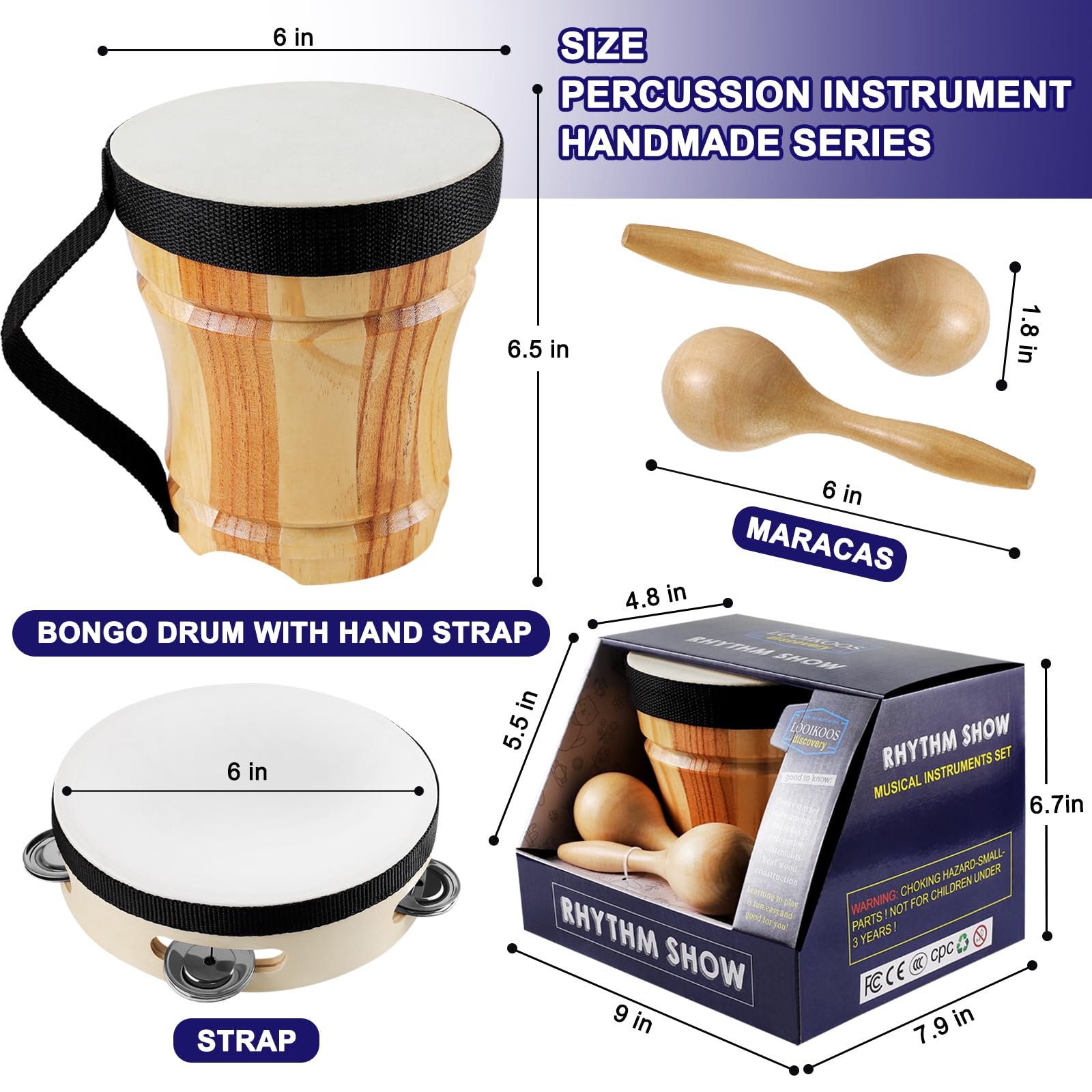 Foto 3 pulgar | Instrumentos Musicales Looikoos Set De Batería De Madera Para Niños De 5 A 9 Años - Venta Internacional.