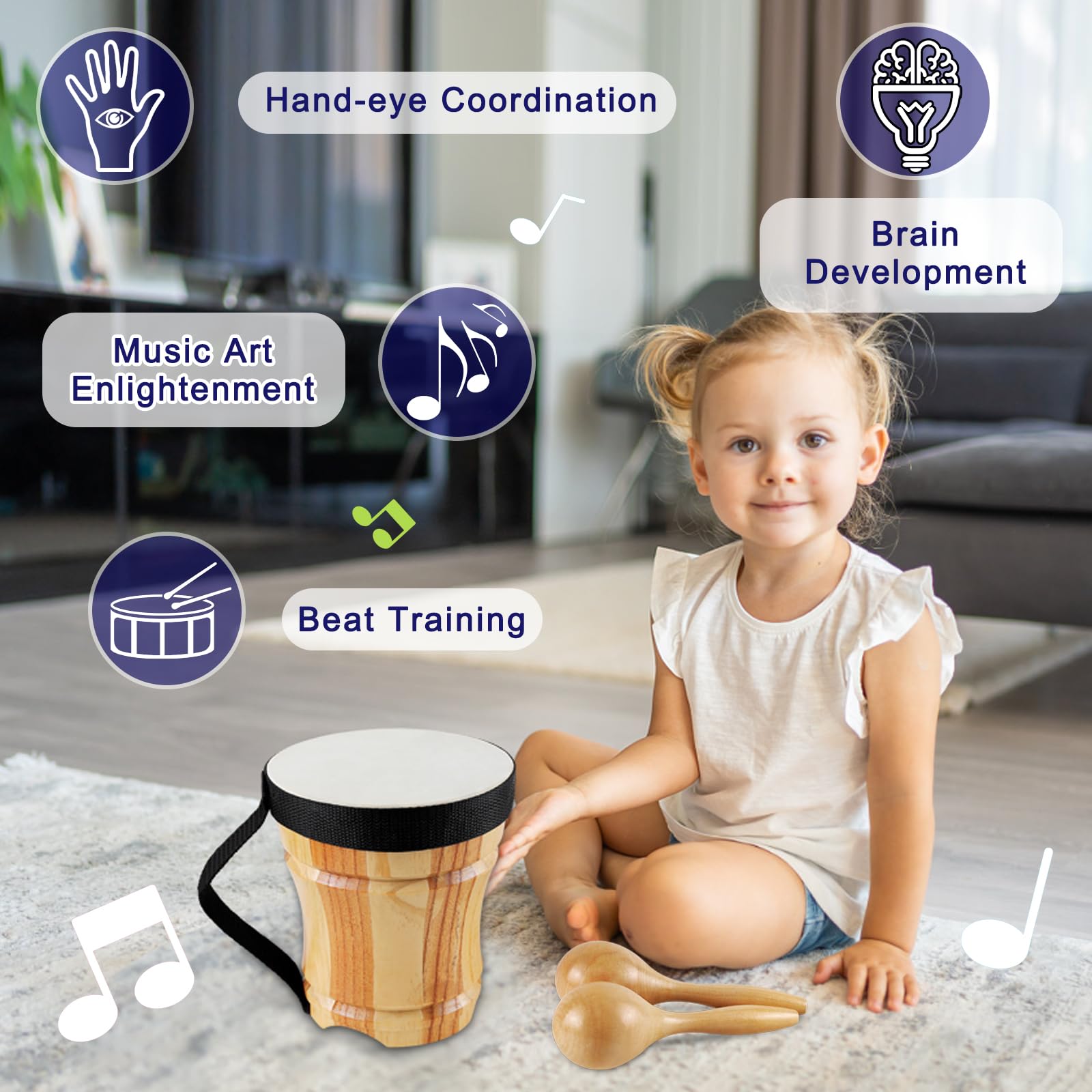 Foto 4 pulgar | Instrumentos Musicales Looikoos Set De Batería De Madera Para Niños De 5 A 9 Años - Venta Internacional.