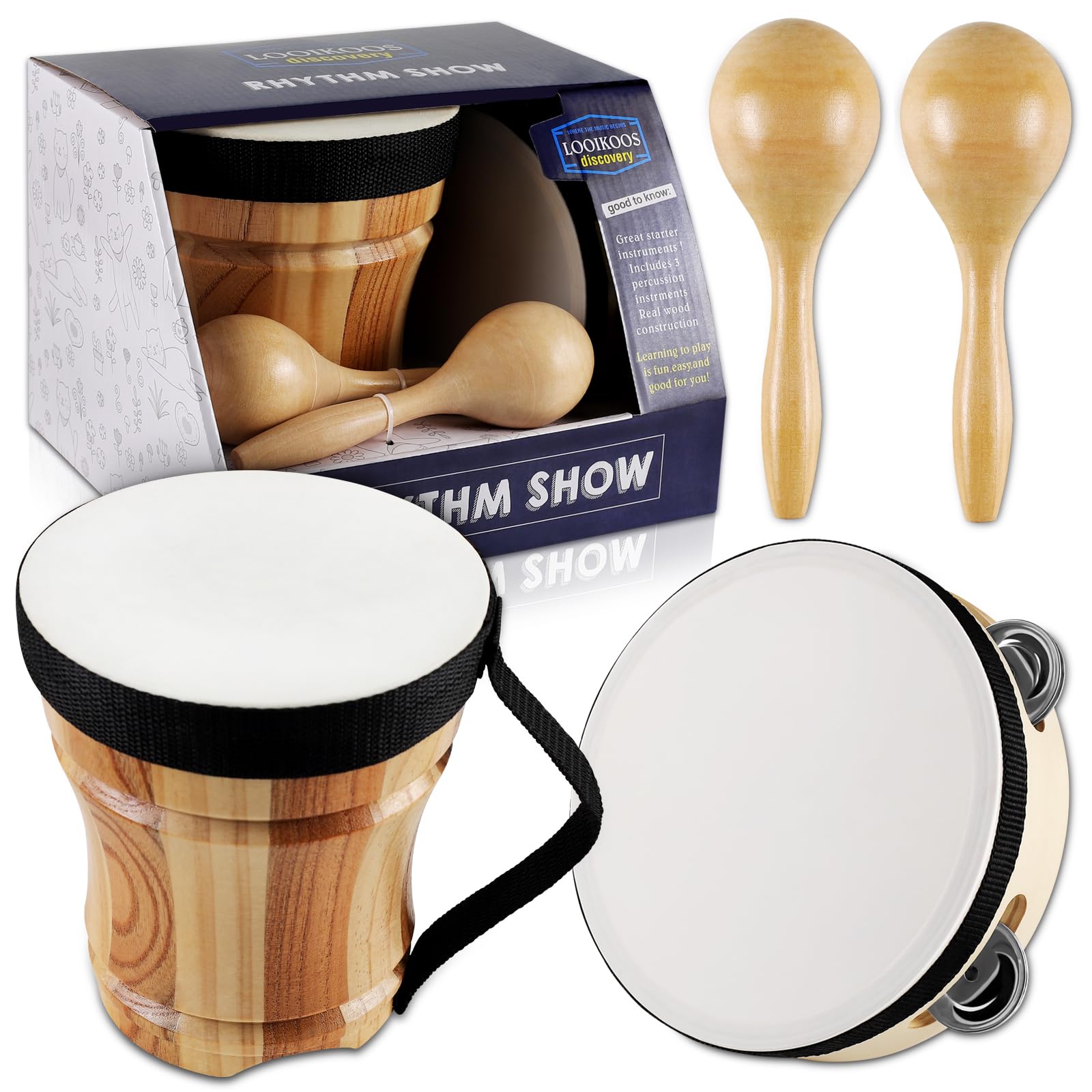 Foto 8 pulgar | Instrumentos Musicales Looikoos Set De Batería De Madera Para Niños De 5 A 9 Años - Venta Internacional.