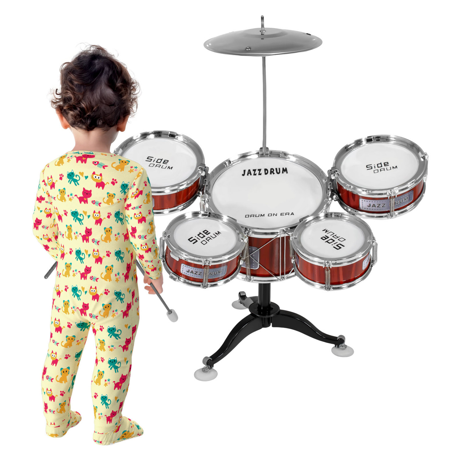 Foto 1 | Bateria Musical Juguete Jazz Niños 7 Piezas 5 Tambores Little Monkey