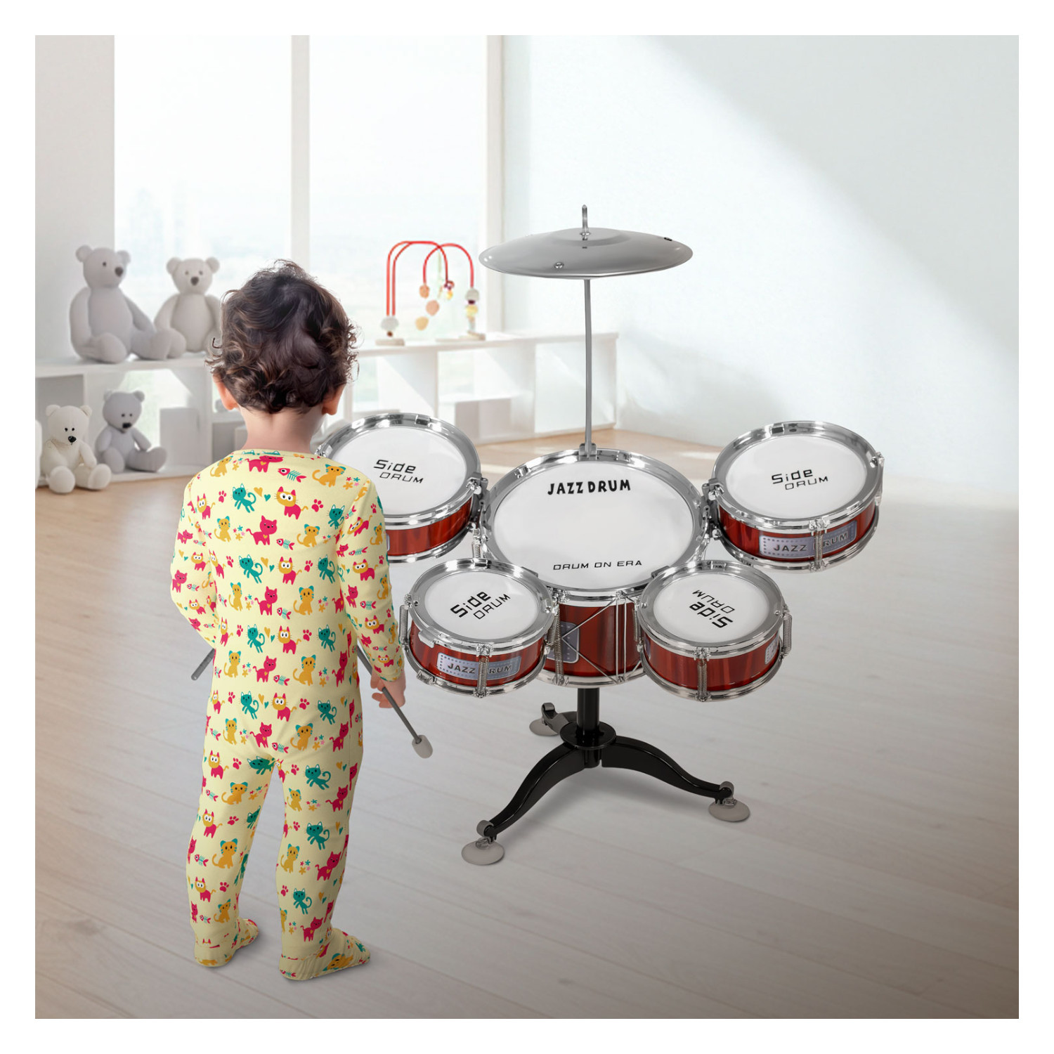 Foto 7 | Bateria Musical Juguete Jazz Niños 7 Piezas 5 Tambores Little Monkey