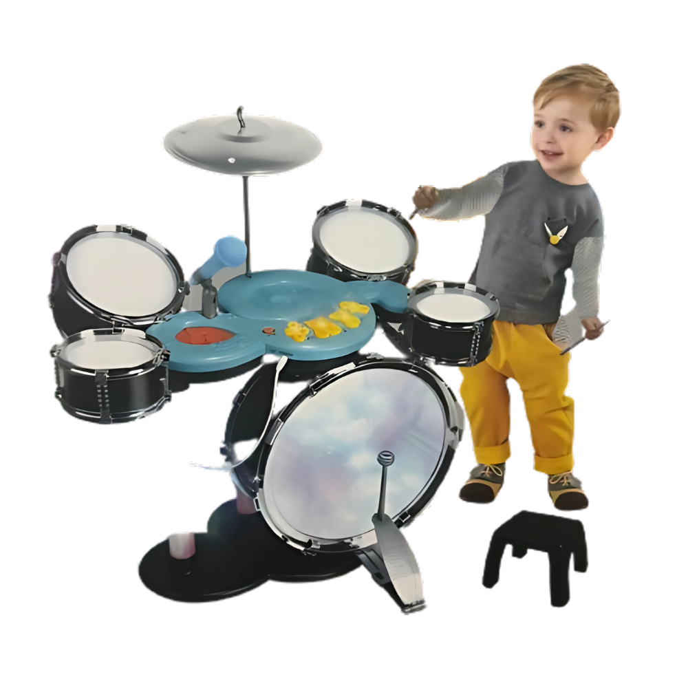 Foto 2 pulgar | Batería De Juguete  Color Negro Big Band Para Niños Con Banquillo