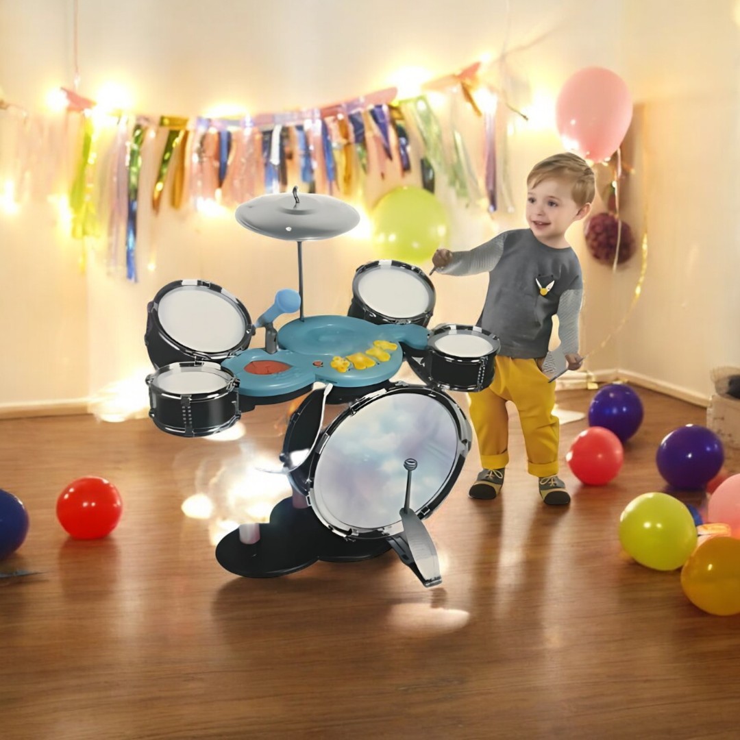 Foto 4 pulgar | Batería De Juguete  Color Negro Big Band Para Niños Con Banquillo