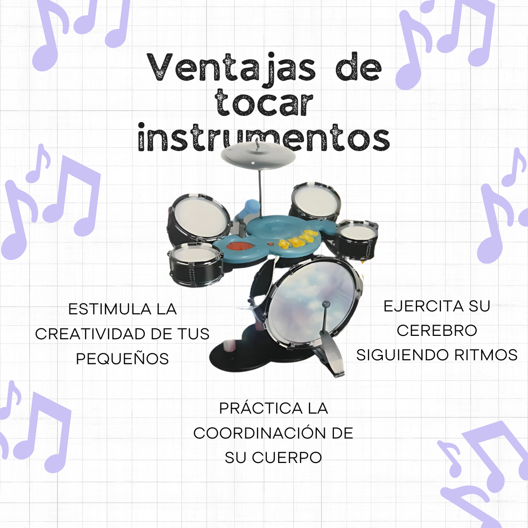 Foto 6 pulgar | Batería De Juguete  Color Negro Big Band Para Niños Con Banquillo