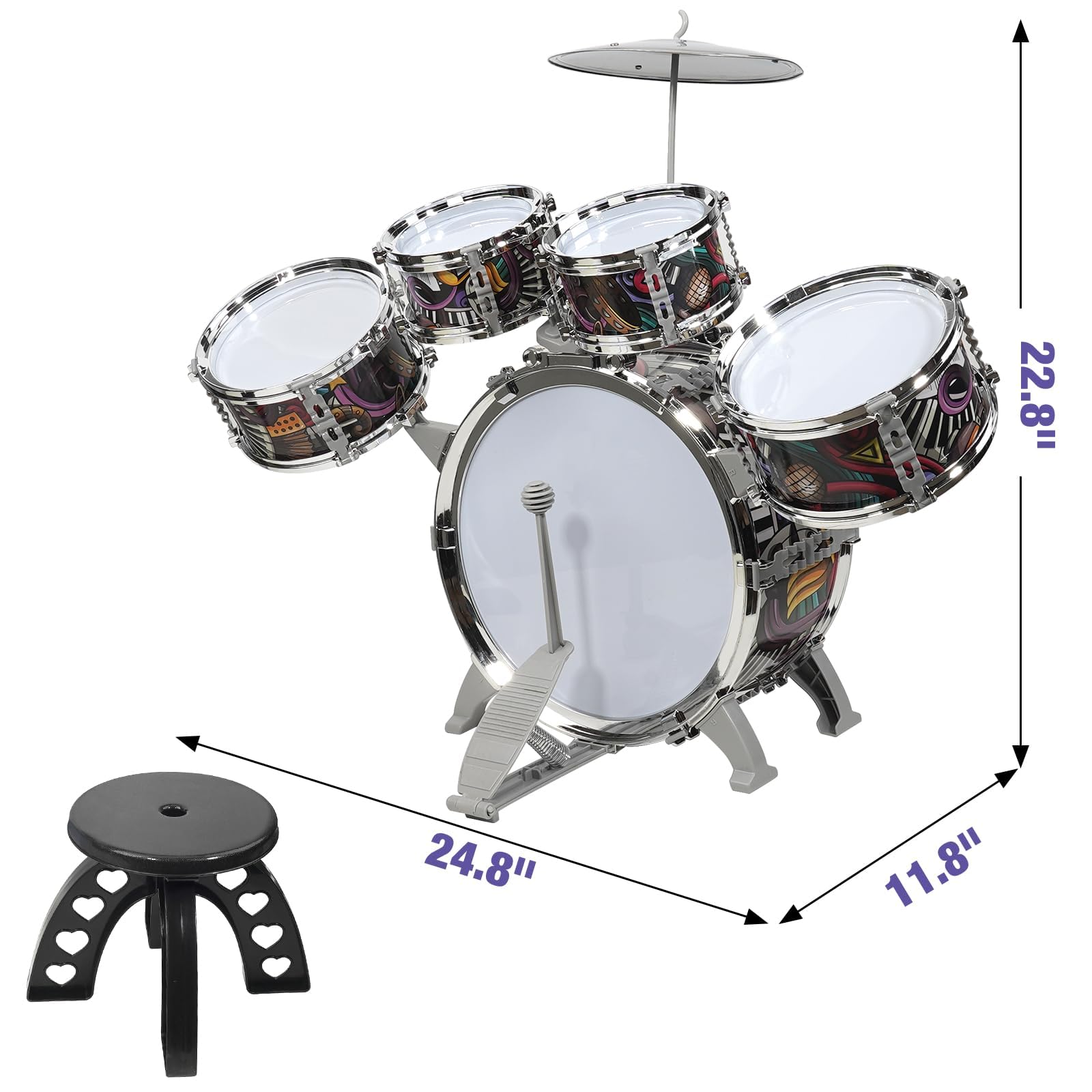 Foto 5 pulgar | Batería Raimy Toddlers De 5 Piezas High Mini Musical Jazz Kids - Venta Internacional.