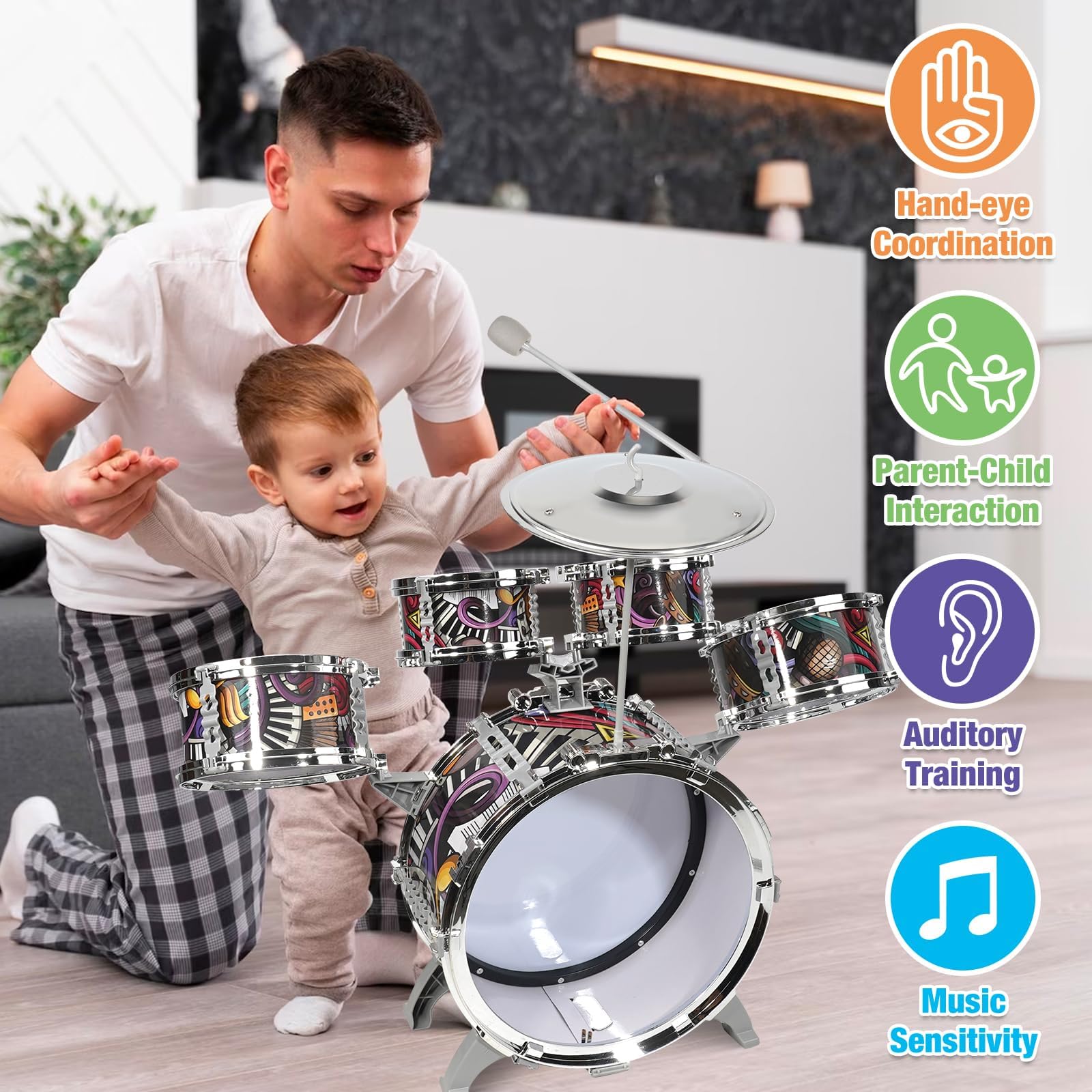 Foto 6 pulgar | Batería Raimy Toddlers De 5 Piezas High Mini Musical Jazz Kids - Venta Internacional.