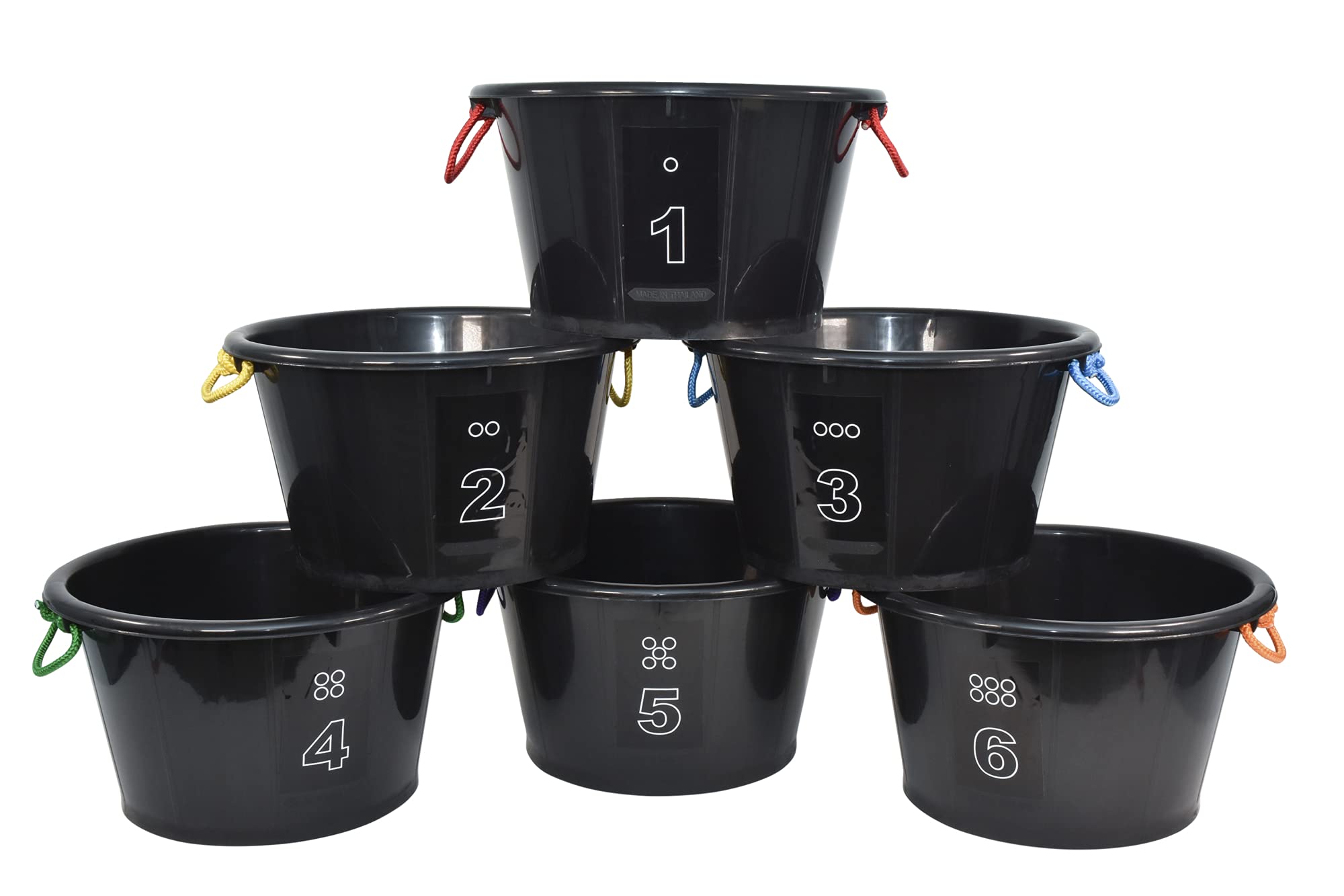 Juego De 6 Cubos Drum-n-store Sportime, Color Negro, 18 X 12 Cm - Venta Internacional.