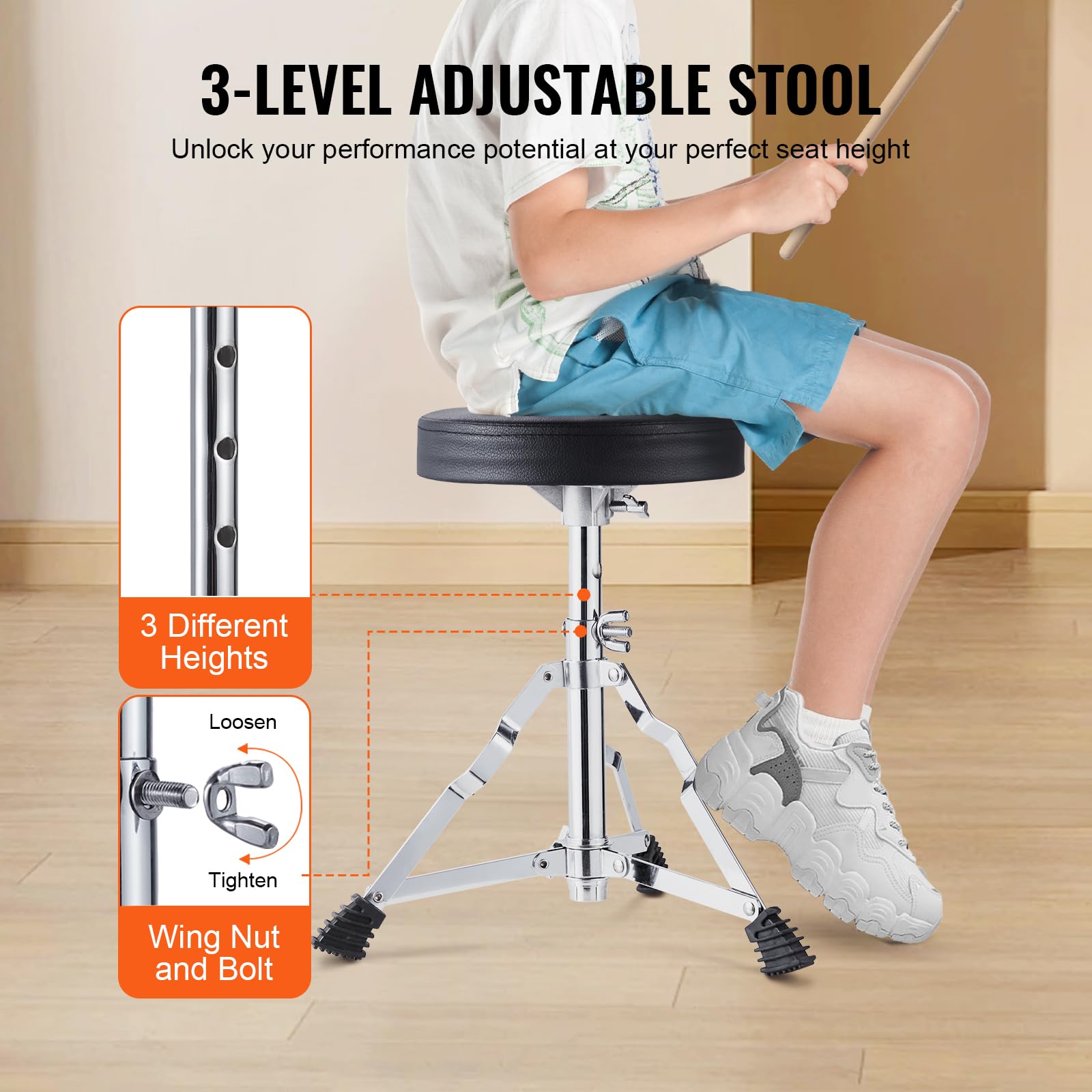 Foto 6 pulgar | Set De Batería Vevor Kids De 3 Piezas Para Principiantes Con Baquetas En Forma De Trono, Color Negro - Venta Interna