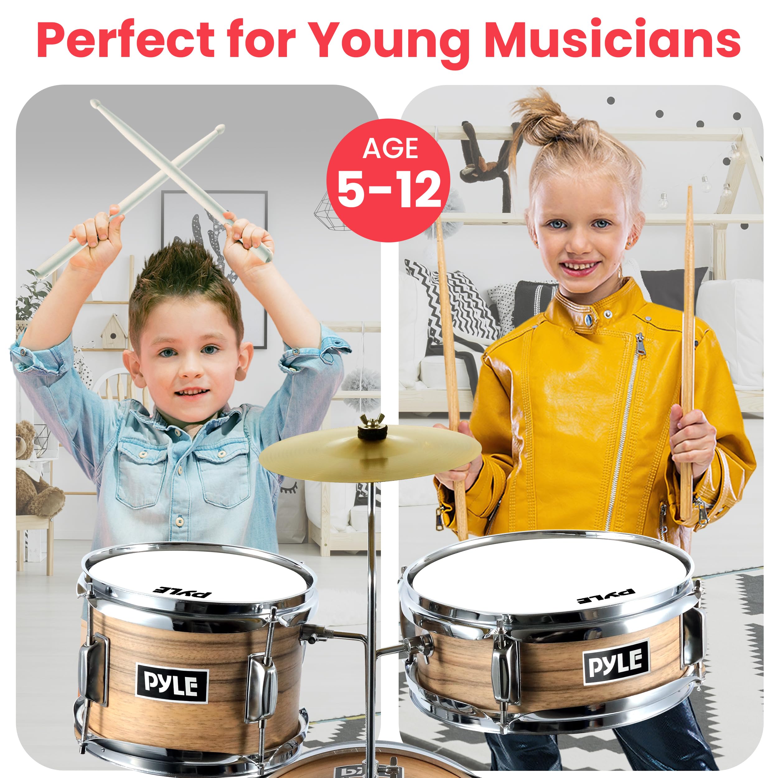 Foto 3 pulgar | Set De Batería Pyle Kids De 3 Piezas Para Principiantes Y Junior Con 13 Bombos - Venta Internacional.