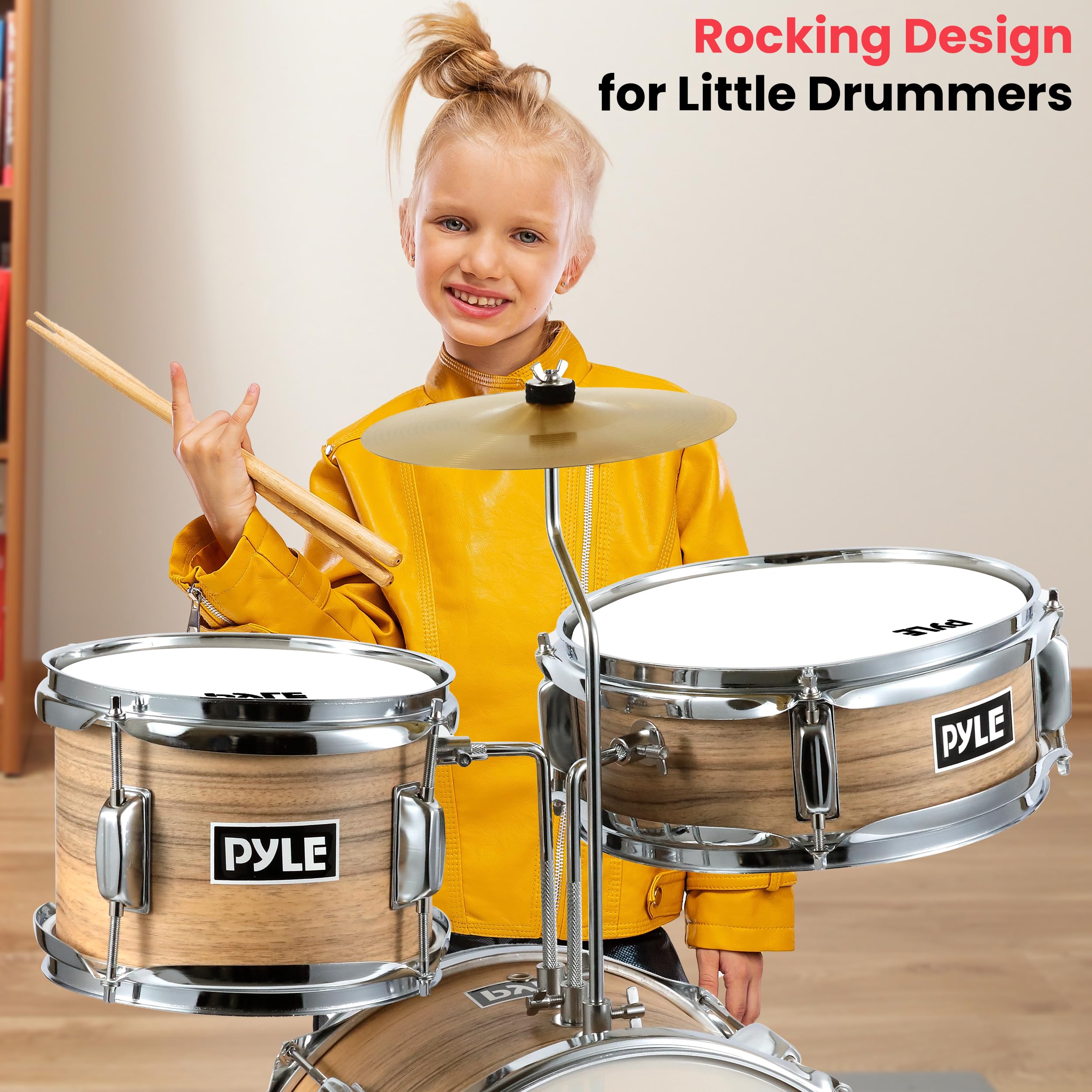 Foto 3 | Set De Batería Pyle Kids De 3 Piezas Para Principiantes Y Junior Con 13 Bombos - Venta Internacional.