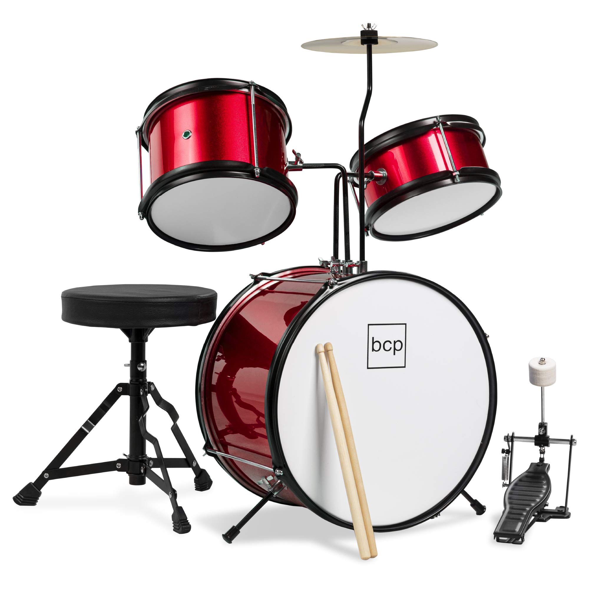 Set De Batería Best Choice Products Para Niños De 3 Piezas, Rojo, Con Taburete - Venta Internacional.