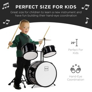 Foto 2 | Batería Best Choice Products Kids De 3 Piezas, Color Negro - Venta Internacional.