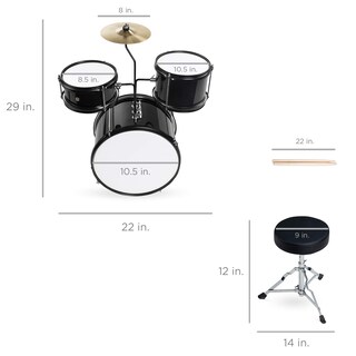 Foto 6 | Batería Best Choice Products Kids De 3 Piezas, Color Negro - Venta Internacional.