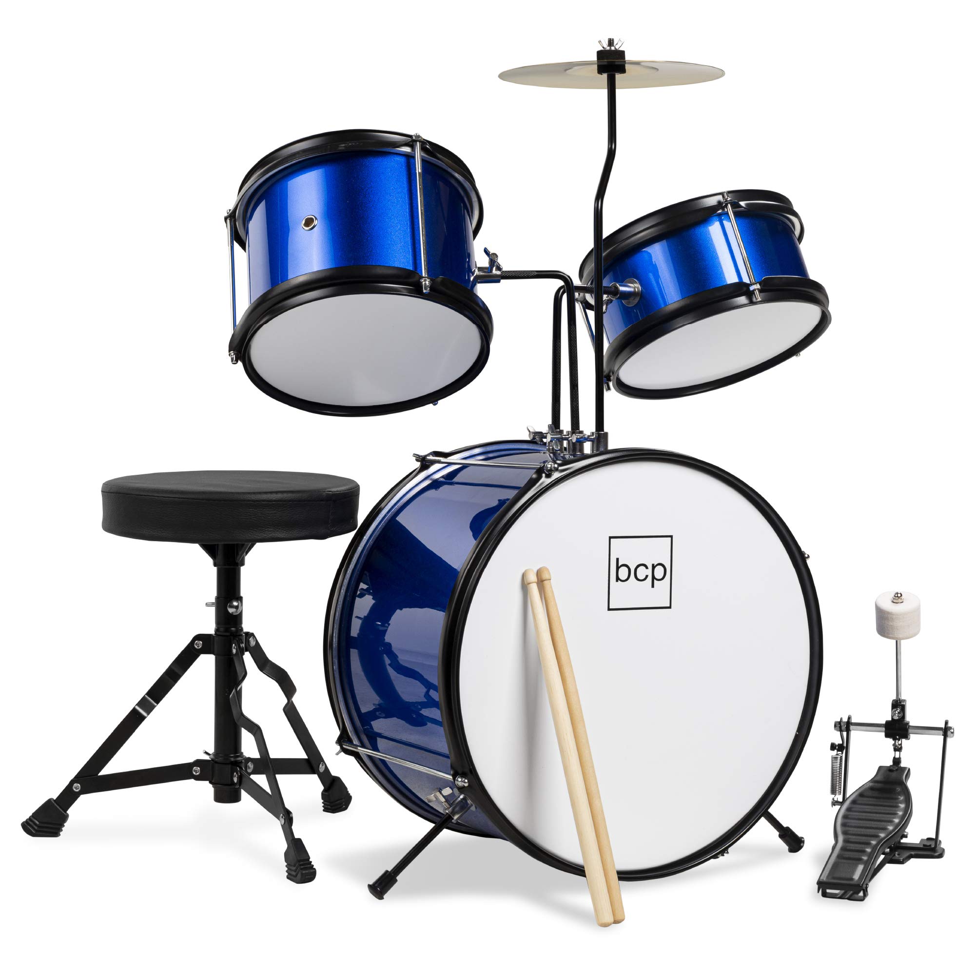 Set De Batería Best Choice Products Para Niños, 3 Piezas, Azul Con Taburete - Venta Internacional.