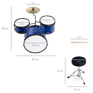 Foto 6 | Set De Batería Best Choice Products Para Niños, 3 Piezas, Azul Con Taburete - Venta Internacional.