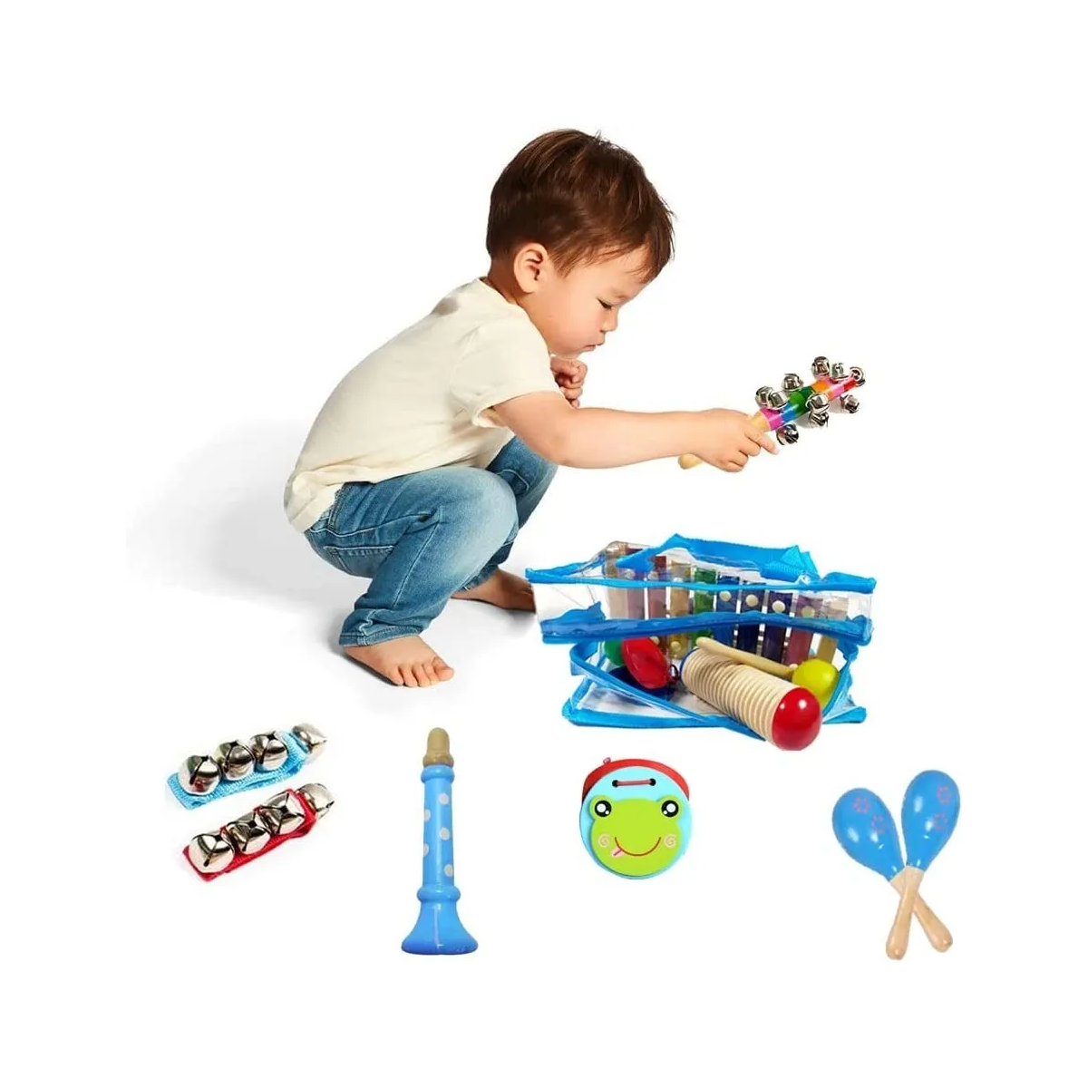 Foto 4 pulgar | Instrumentos Musicales Percusión De Madera Para Niños 12pcs Lab.g Azul