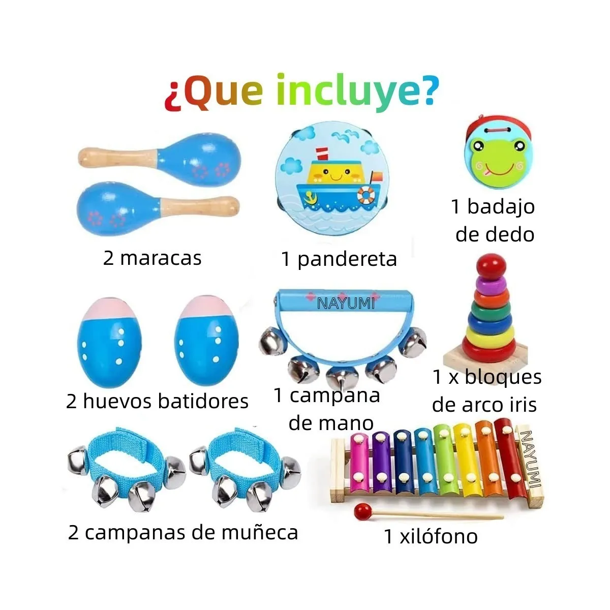 Foto 5 pulgar | Instrumentos Musicales Percusión De Madera Para Niños 12pcs Lab.g Azul