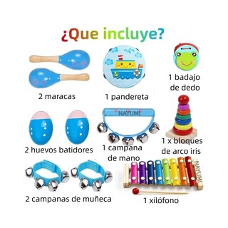 Foto 4 | Instrumentos Musicales Percusión De Madera Para Niños 12pcs Lab.g Azul