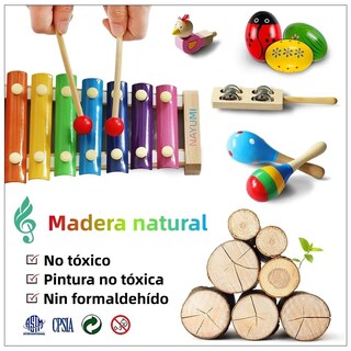 Foto 2 | Instrumentos Musicales Percusión De Madera Para Niños 22pcs Lab.g Multicolor