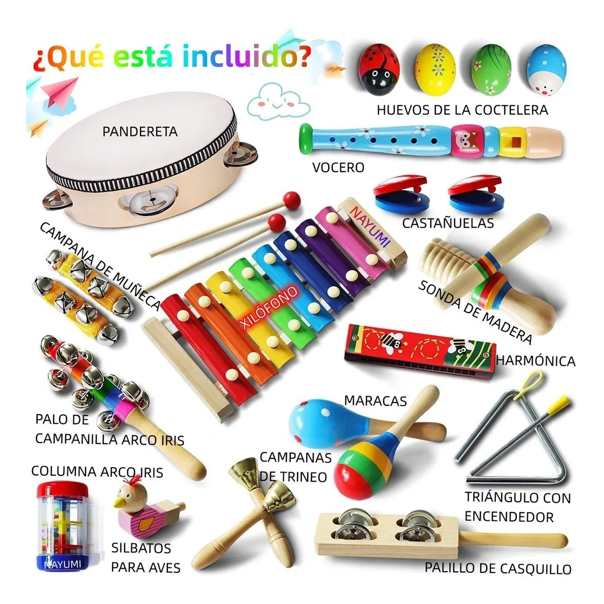 Foto 4 pulgar | Instrumentos Musicales Percusión De Madera Para Niños 22pcs Lab.g Multicolor