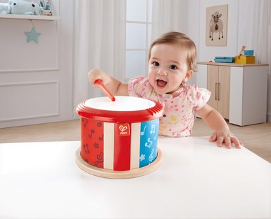 Foto 2 | Madera Con Forma De Tambor Musical De Doble Cara Para Niños Pequeños Con Palo - Venta Internacional.