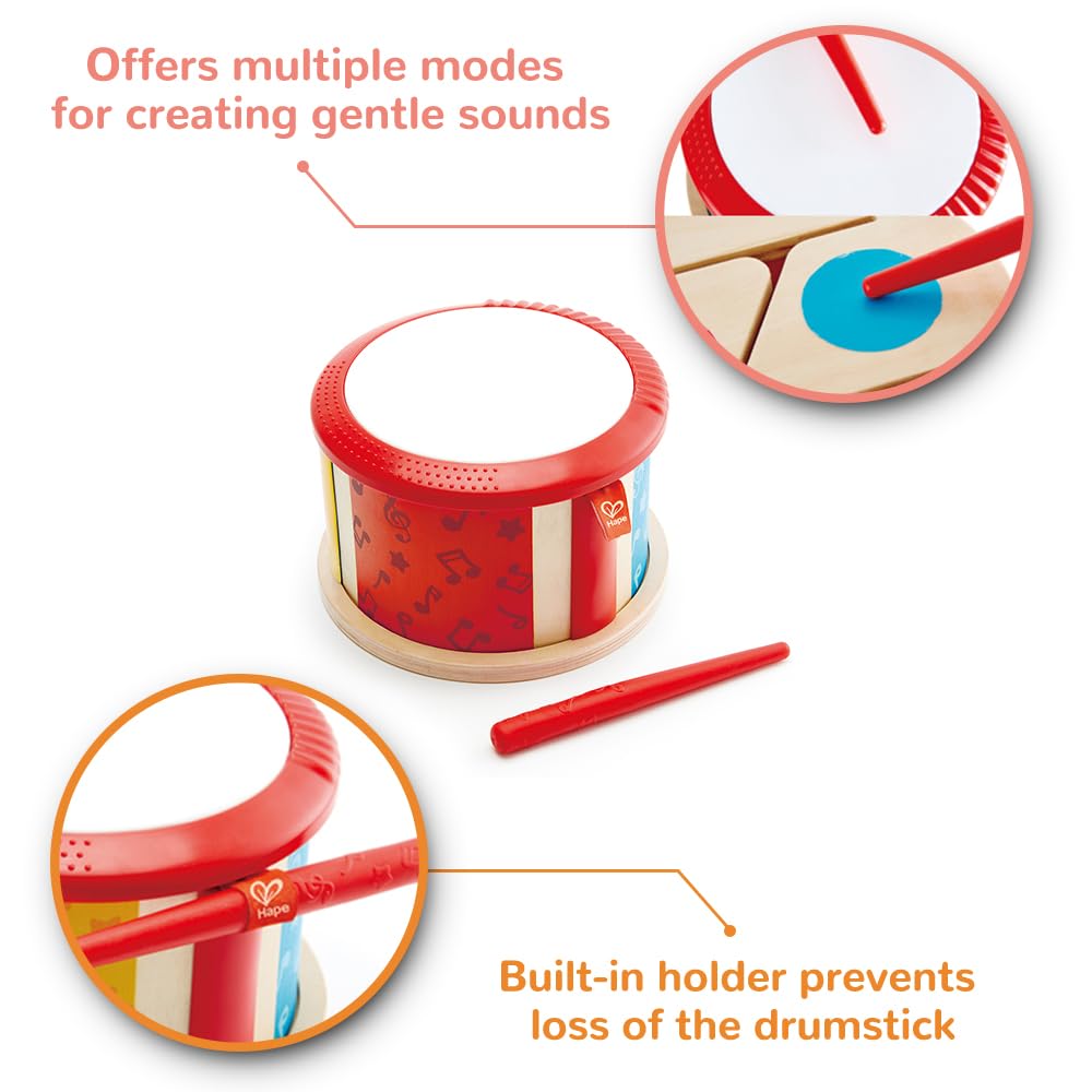 Foto 5 pulgar | Madera Con Forma De Tambor Musical De Doble Cara Para Niños Pequeños Con Palo - Venta Internacional.
