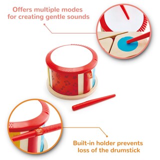Foto 4 | Madera Con Forma De Tambor Musical De Doble Cara Para Niños Pequeños Con Palo - Venta Internacional.