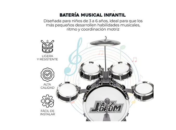 Foto 2 | Xtellar Kit Batería De Juguete Musical Infantil - ¡despierta La Estrella De Rock Dentro De Tu Niño!
