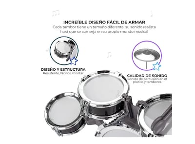 Foto 4 | Xtellar Kit Batería De Juguete Musical Infantil - ¡despierta La Estrella De Rock Dentro De Tu Niño!