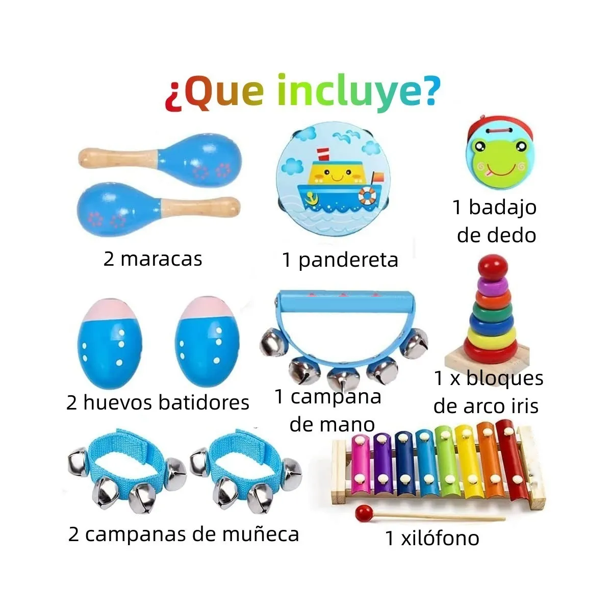 Foto 5 pulgar | Instrumentos Musicales Percusión De Madera Para Niños 12pcs Lab.g Azul