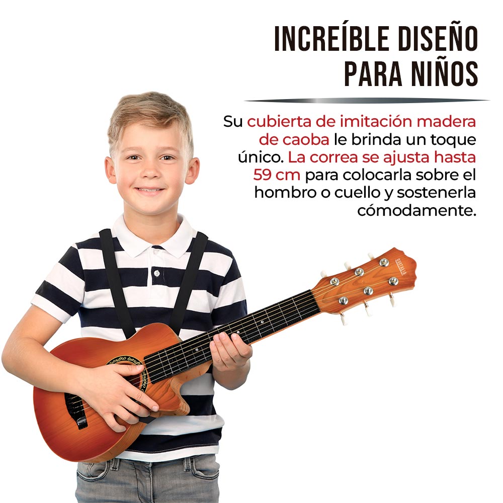 Foto 4 pulgar | Guitarra para Niños Guitalia color Marrón con Correa Ajustable