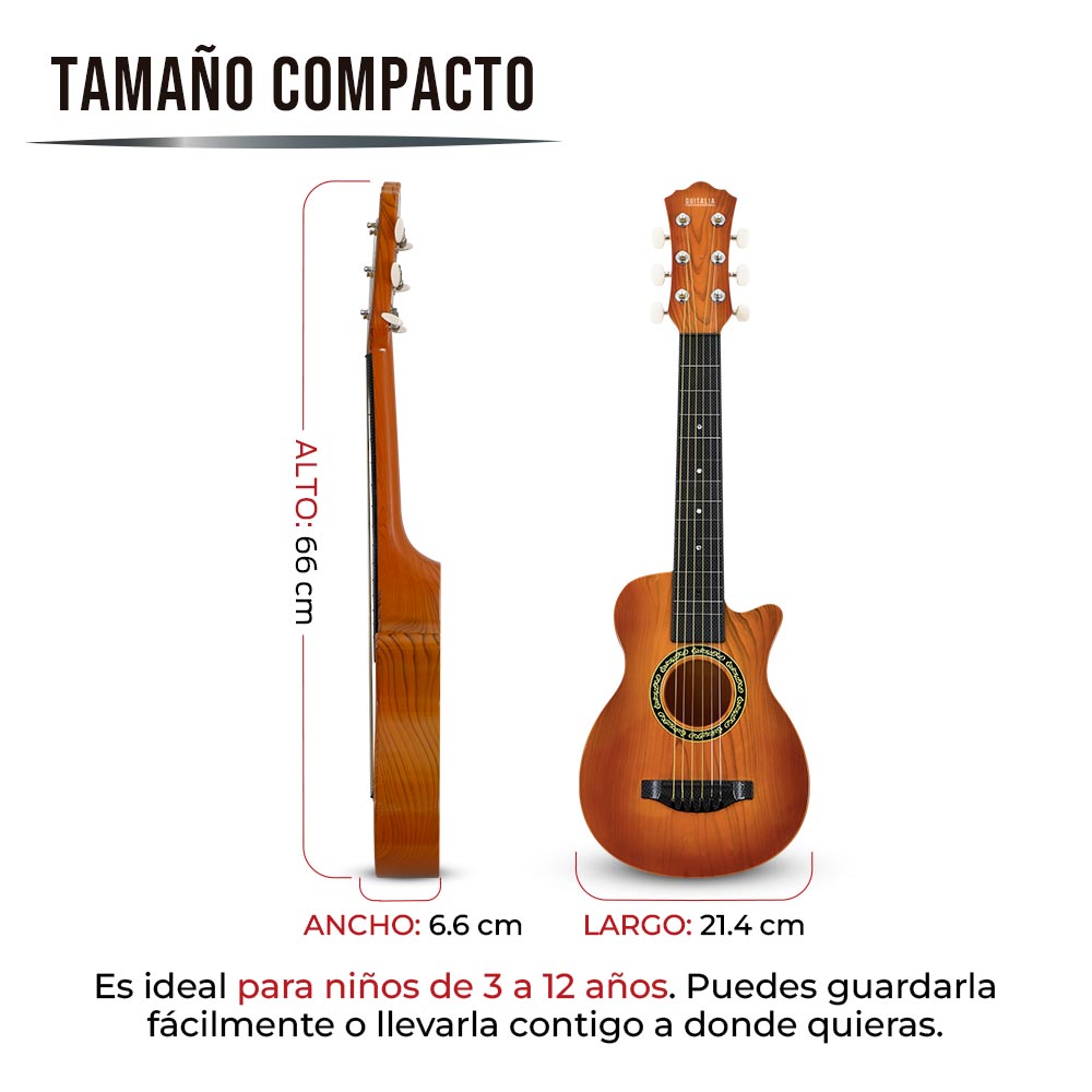 Foto 5 | Guitarra para Niños Guitalia color Marrón con Correa Ajustable