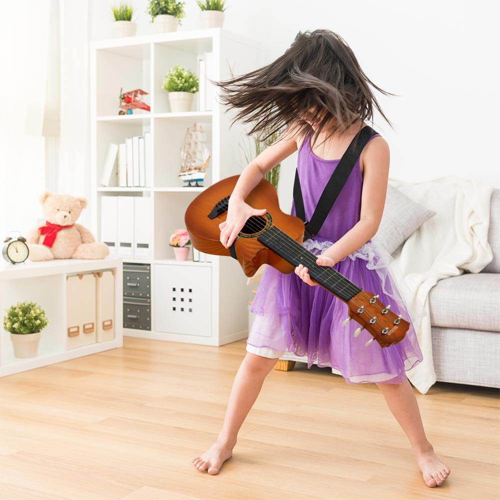 Foto 8 pulgar | Guitarra para Niños Guitalia color Marrón con Correa Ajustable