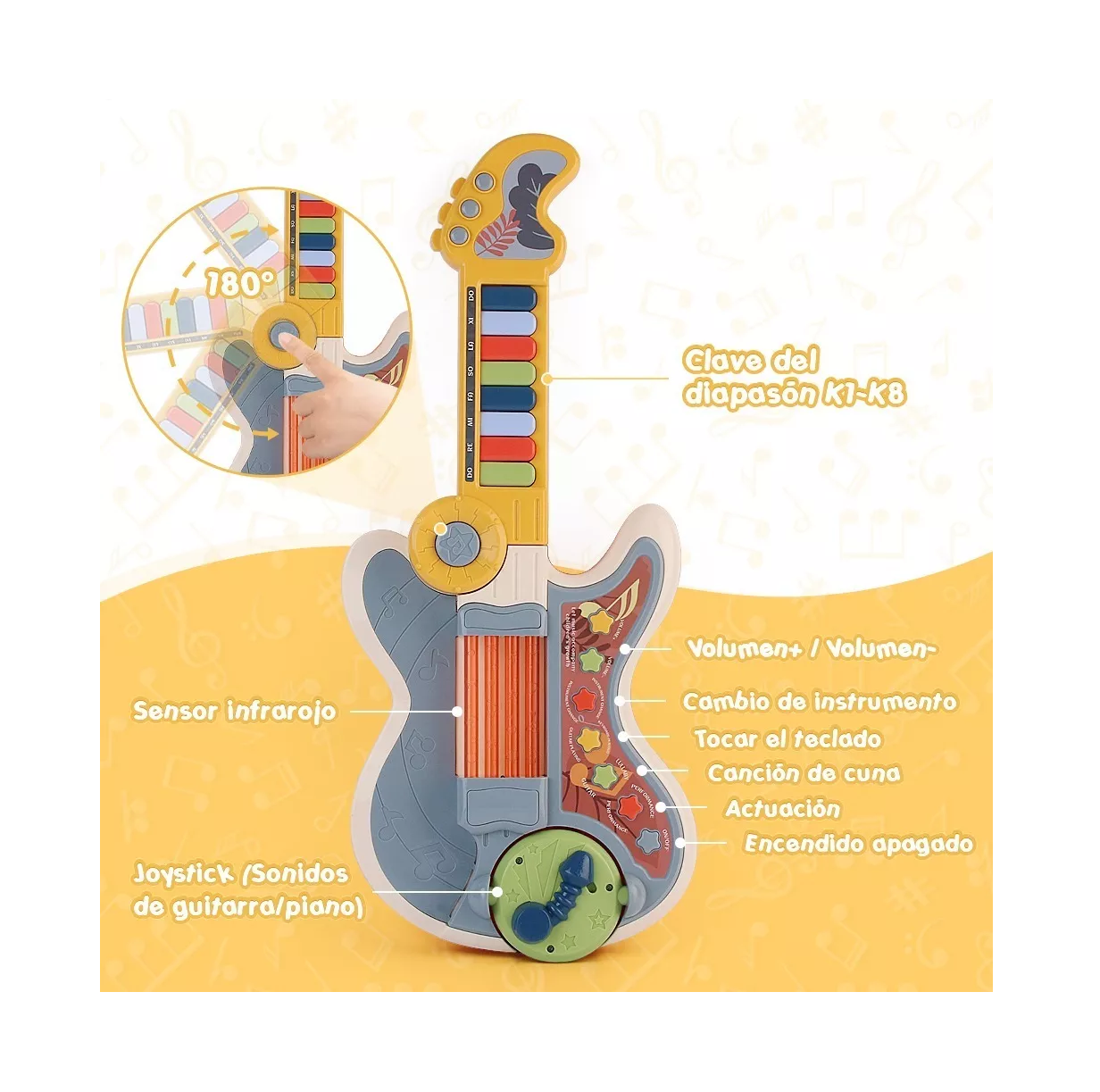 Foto 4 pulgar | Guitarra Eléctrica con Piano Lab.G Multicolor para Niños