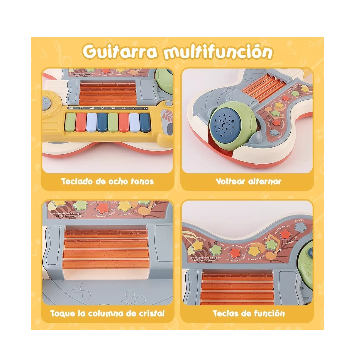 Foto 5 pulgar | Guitarra Eléctrica con Piano Multicolor para Niños