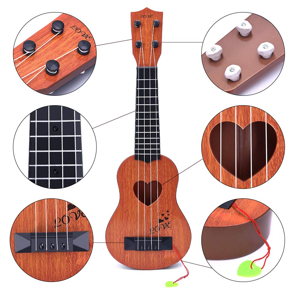 Foto 4 pulgar | Venta Internacional - Ukelele De Juguete Yezi, Instrumento Musical Clásico Para Niños, Color Marrón