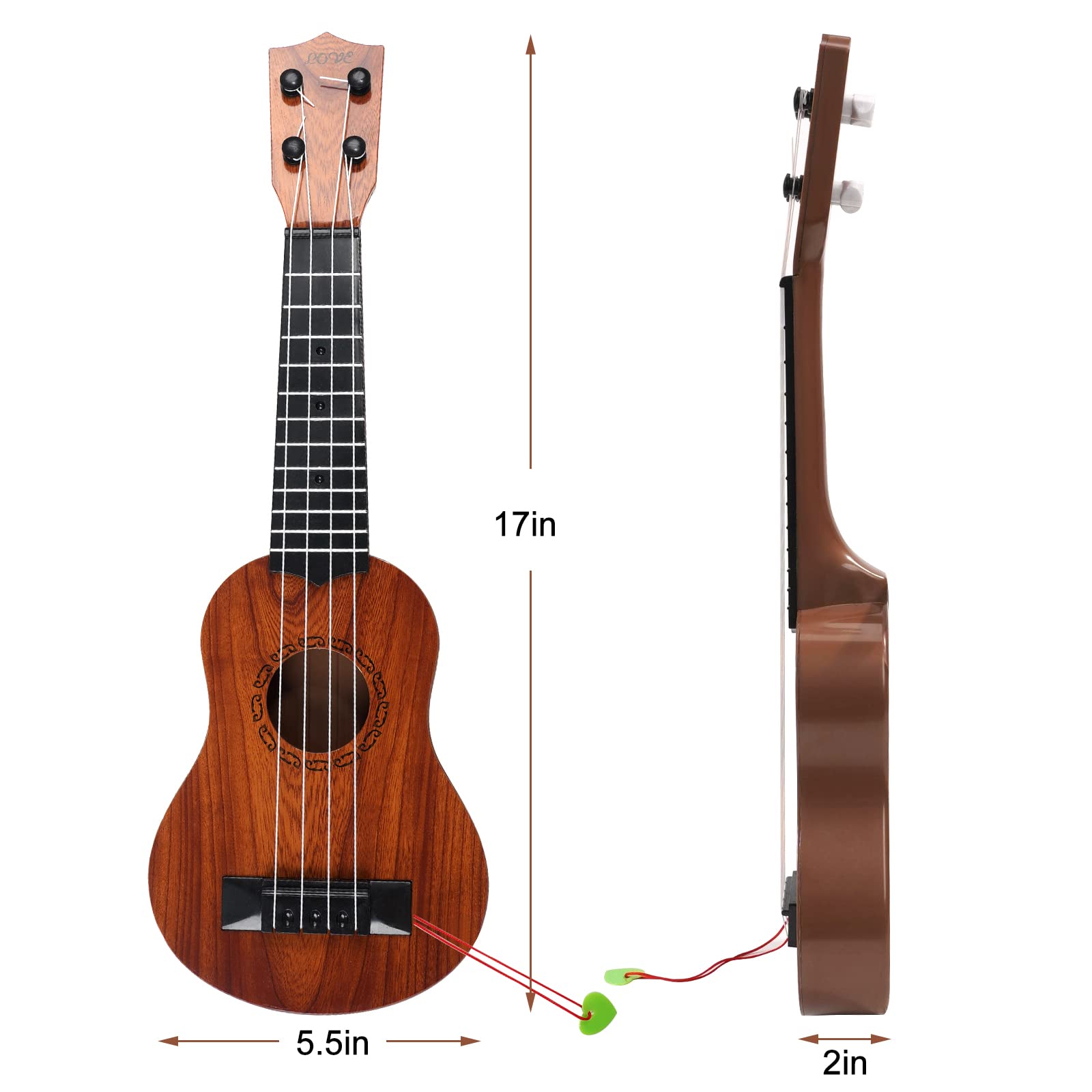 Foto 7 pulgar | Venta Internacional - Guitarra Ukelele Raimy Kids De 17 Pulgadas Y 4 Cuerdas Con Púas, Color Caoba