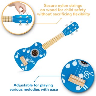 Foto 4 | Ukelele De Juguete Con Forma De Ukelele Para Niños, Madera, Puntos Multicolores, Azul, 53 X 6,6 X 17,5 Cm - Ven