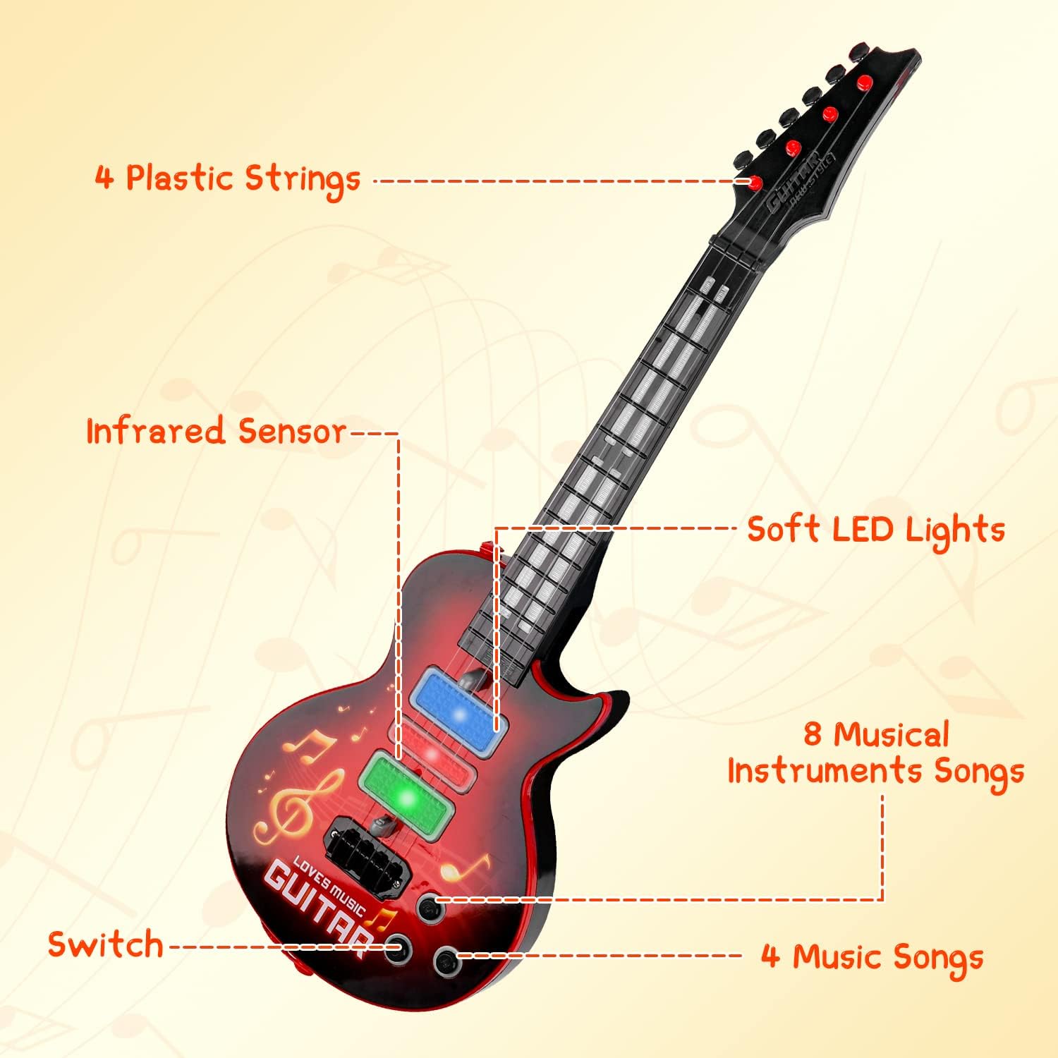 Foto 2 | Guitarra De Juguete Musical M Sanmersen Eléctrica De 4 Cuerdas Para Niños - Venta Internacional.