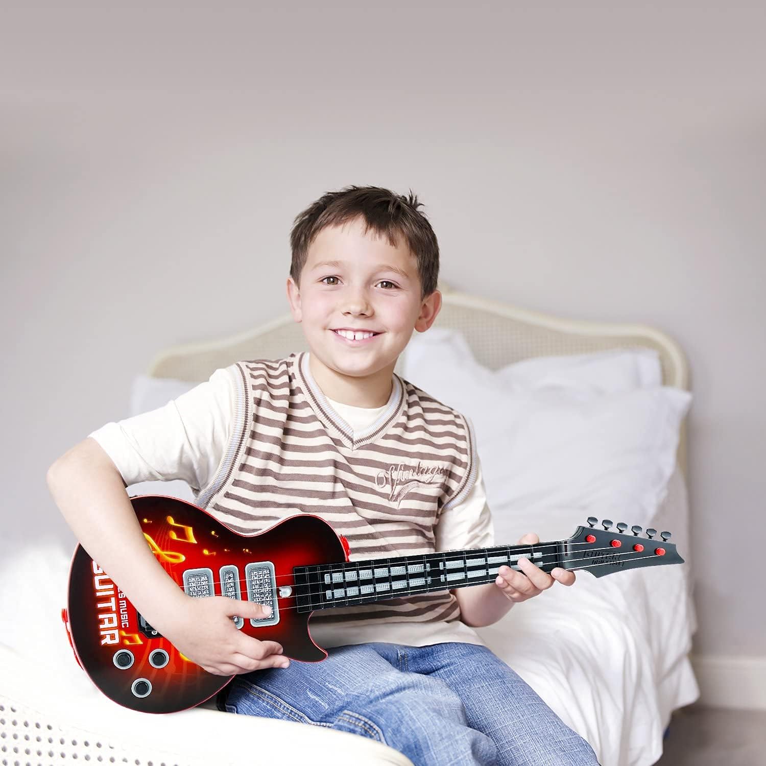 Foto 6 | Guitarra De Juguete Musical M Sanmersen Eléctrica De 4 Cuerdas Para Niños - Venta Internacional.