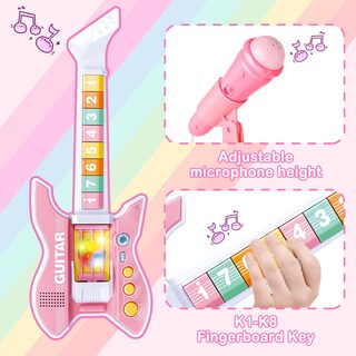 Foto 2 | Set De Guitarra Y Micrófono Deao Kids Con Soporte Ajustable En Altura - Venta Internacional.