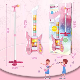 Foto 5 | Set De Guitarra Y Micrófono Deao Kids Con Soporte Ajustable En Altura - Venta Internacional.