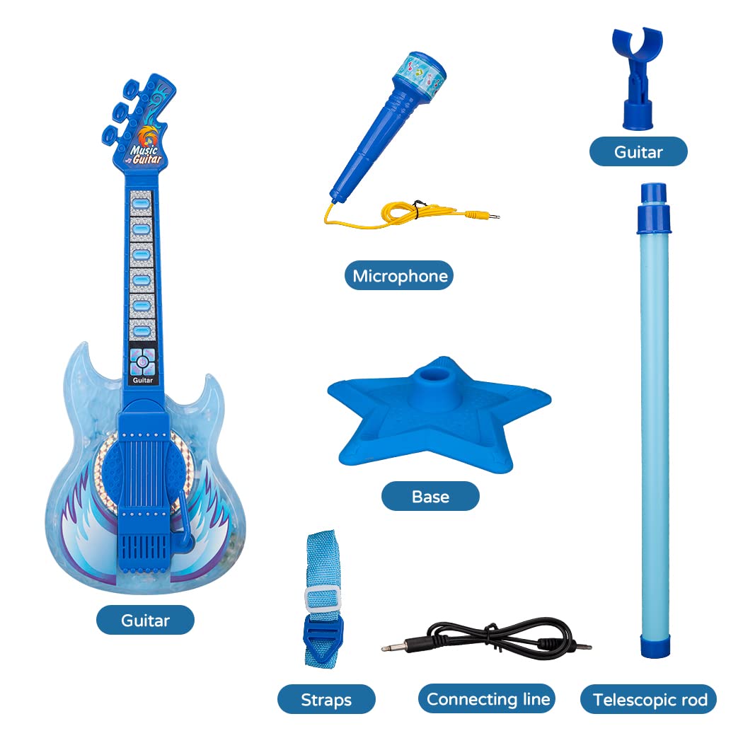 Foto 6 pulgar | Set De Guitarra Y Micrófono Takihon Para Niños Con Música Y Azul Claro - Venta Internacional.