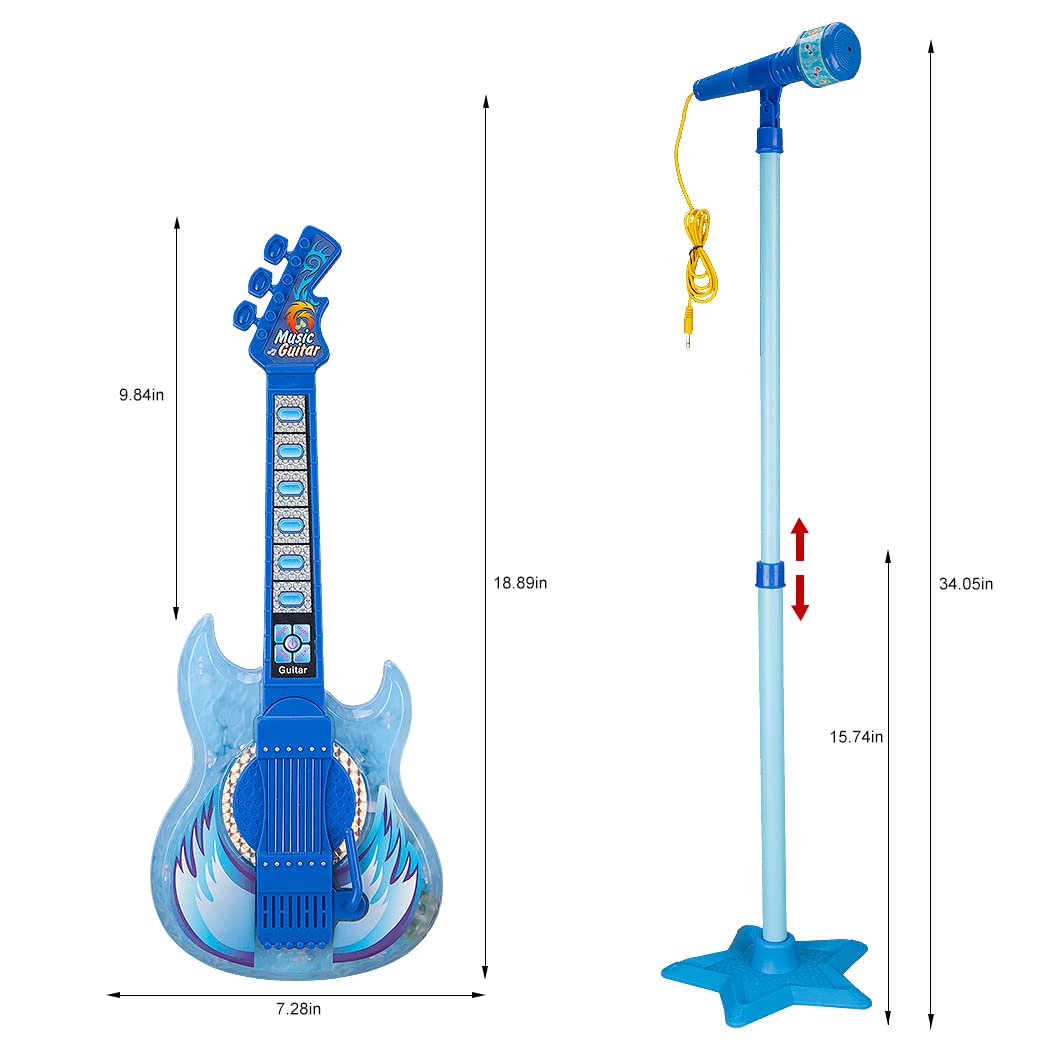 Foto 7 pulgar | Set De Guitarra Y Micrófono Takihon Para Niños Con Música Y Azul Claro - Venta Internacional.