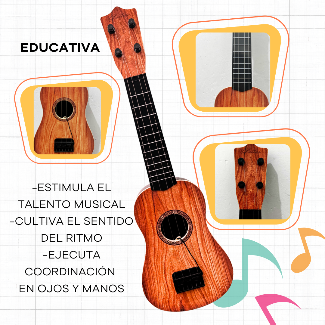 Foto 6 pulgar | Guitarra De Juguete De Plástico Resistente Color Madera Con Plumilla