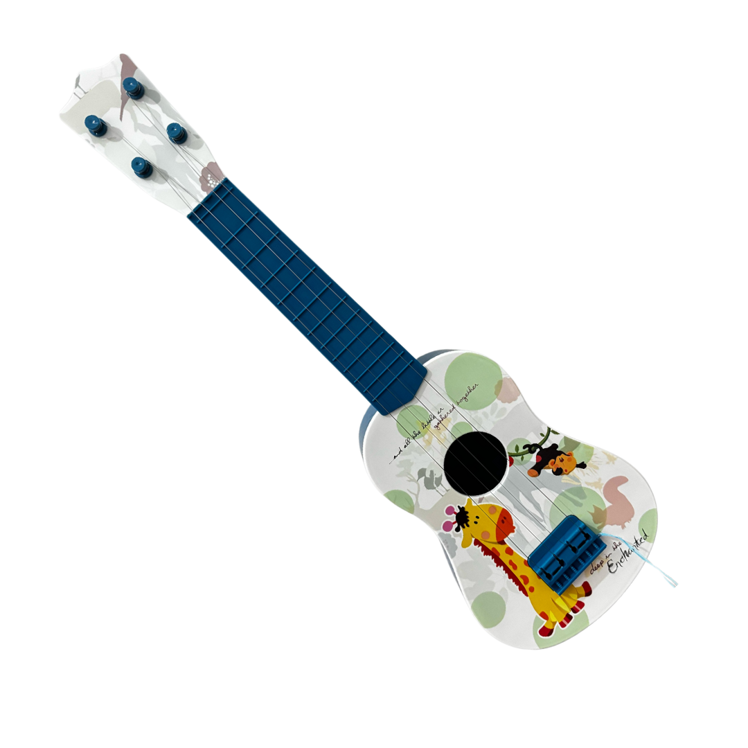 Foto 3 pulgar | Guitarra De Juguete Infantil Blanca Con Azul Con Cuerdas Y Plumilla Diseño De Animales